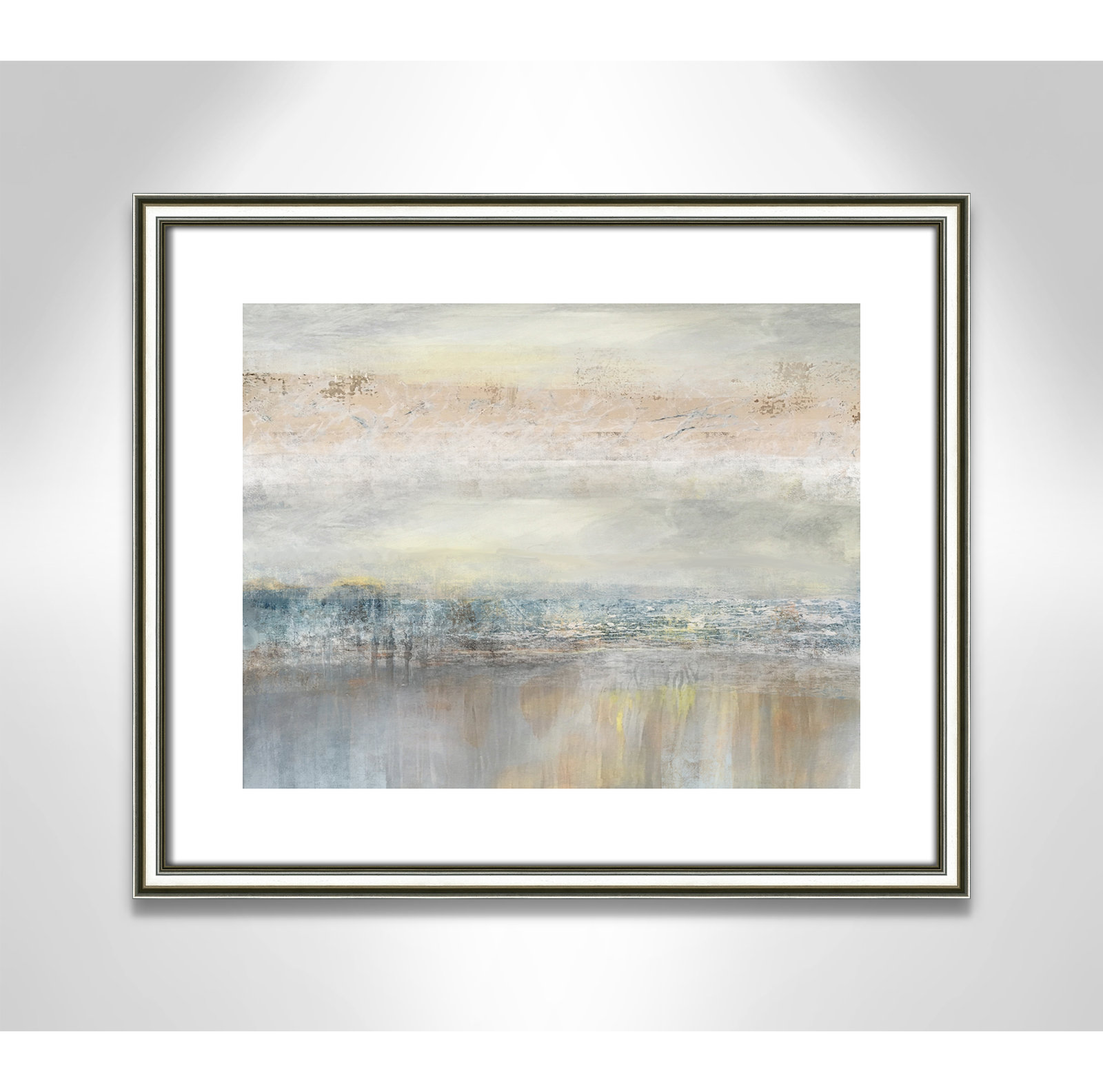 Electra "From A Distance" Painting by Nan, 16" H x 19" W, Picture Framed Paper, Walnut Wood