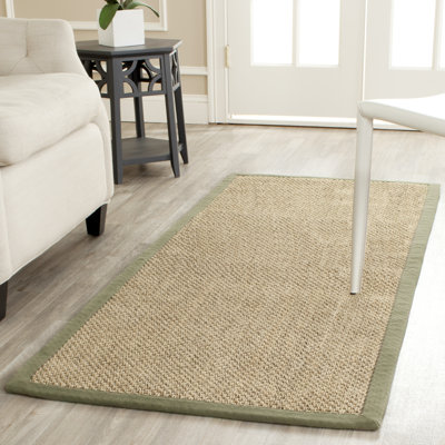 Tapis beige / vert en jute / sisal