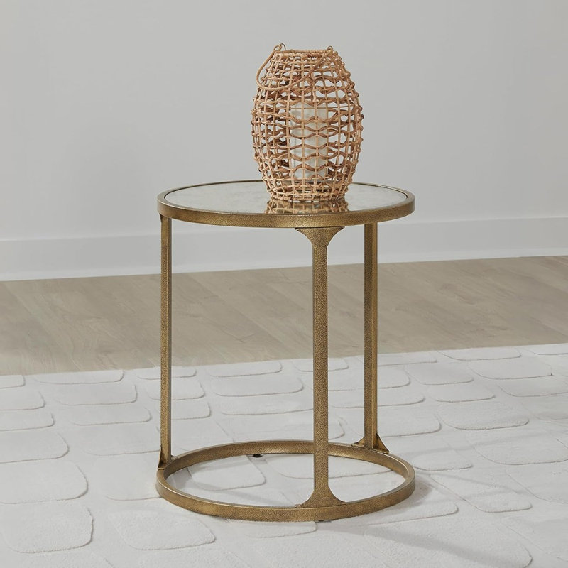 Table de bout transitionnelle en métal - plateau en verre trempé - finition métallique