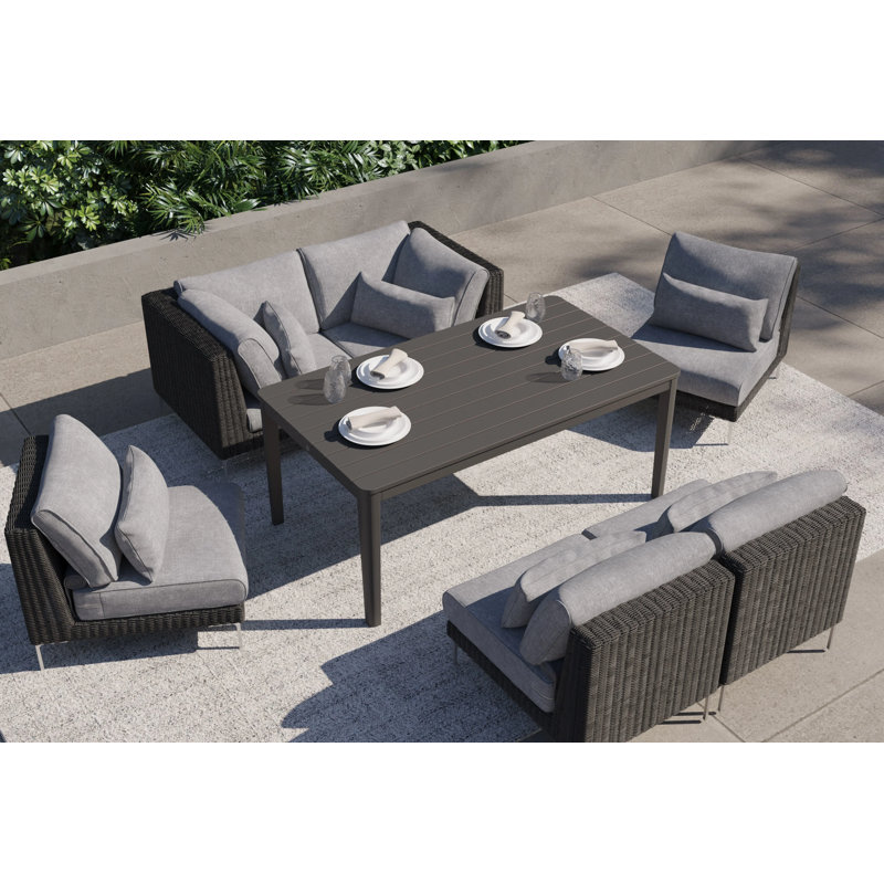 Outdoor Corner Wedge Lounge Chair, Pacific Fog Gray, Black