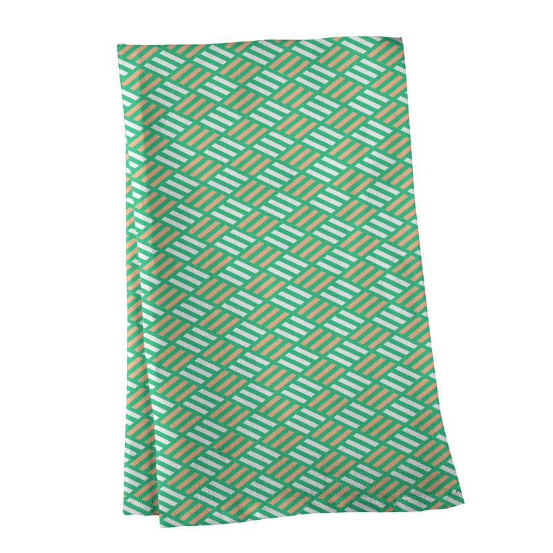 Torchon à losanges à rayures, Polyester sergé, Orange/vert