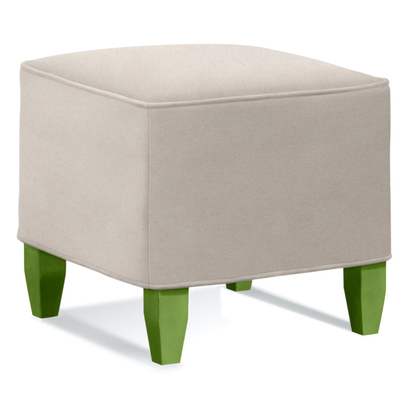 Brooklyn Square Ottoman, Elite Dove Linen, Black