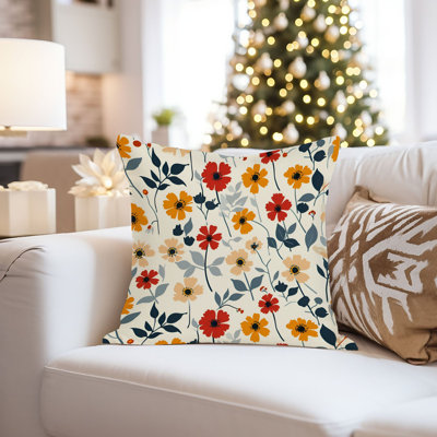 Botanical Red Flower Pattern II Plants & Flowers Cottage & Cottagecore
