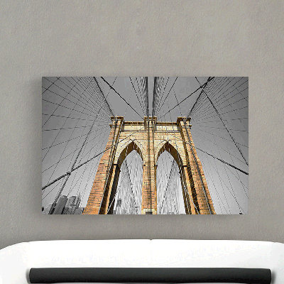 Le pont de Brooklyn en noir - reproduction de photo sur toile tendue