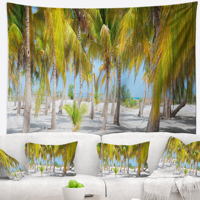 Paysage photographie palmiers tapisserie, H 32 po x l 39 po