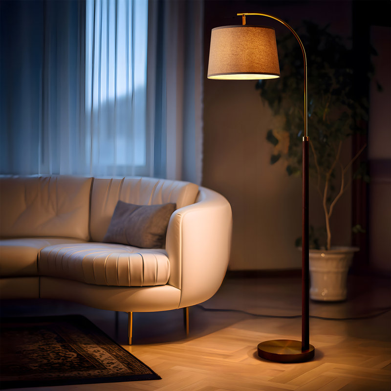 62.5 "solid Wood Lamp, Used For Office And Living Room Decoration Reading. (walnut Color With Gold)