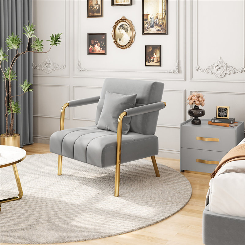 Color Upholstered Armchair, Light Grey