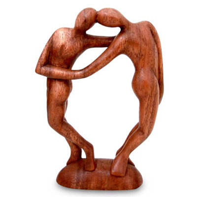 Eka Couple in Love Suar Wood Sculpture