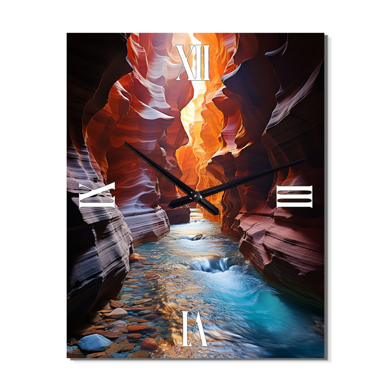 Canyon Rainbow Spectrum I - Landscape & Nature Modern Wall Clock, 32" H x 16" W x 1" D