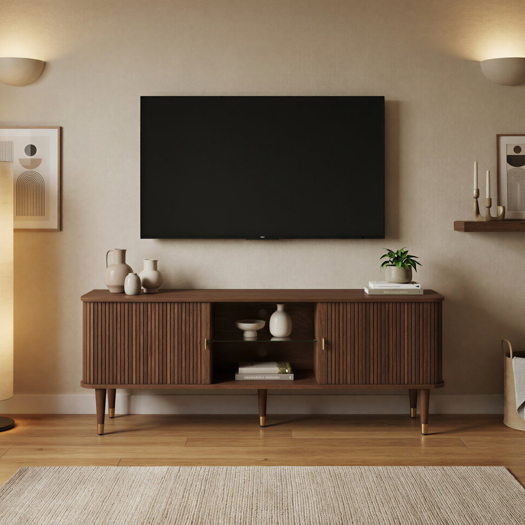 Corrigan Studio Mandea 63" American Walnut TV Stand Doors and Modern Cabinet for Large TVs Mid Century Modern Corrigan Studio®