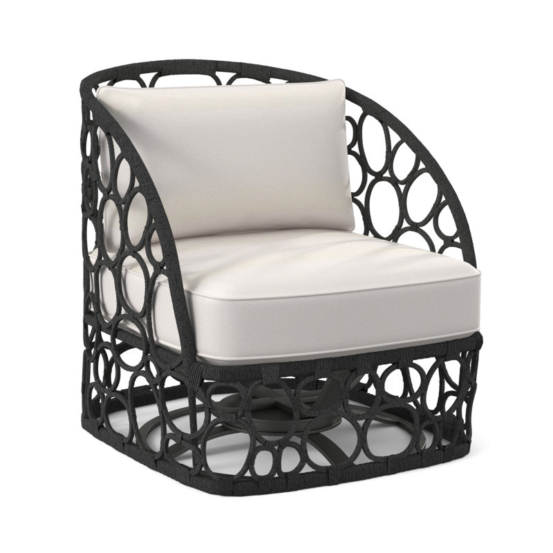 Bali Swivel Patio Chair with Cushions, Canvas Granite Sunbrella® Canvas, Lava