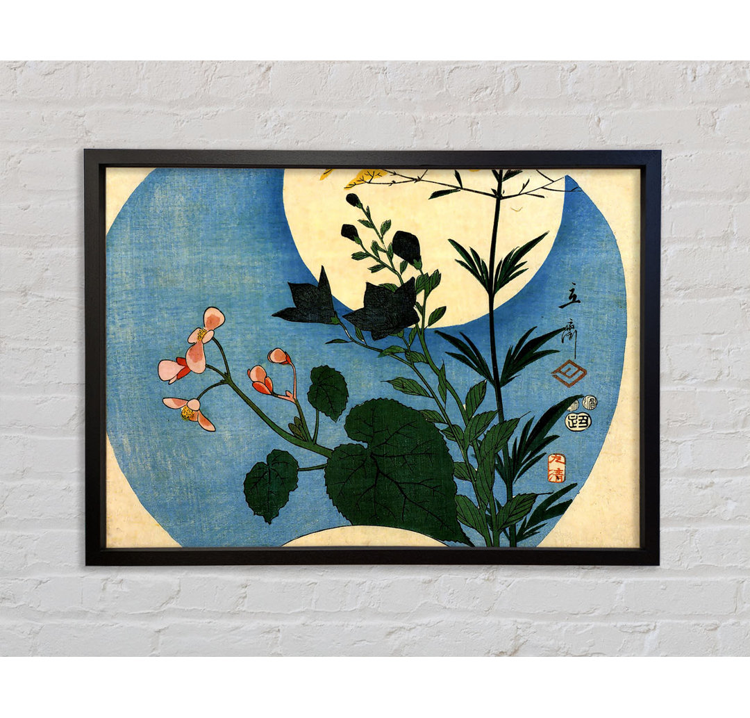 Hiroshige Herbstblumen mit Vollmond - Einzelner Bilderrahmen Kunstdrucke auf Leinwand