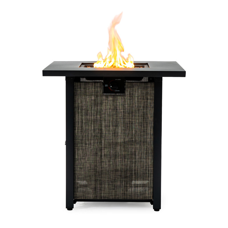 28 - Inch Square Steel Fire Pit Table With 50000 , Wrapped Frame, Continuous Combustion, For Garden And Courtyard Propane Powered Weather , Ideal Outdoor Relax