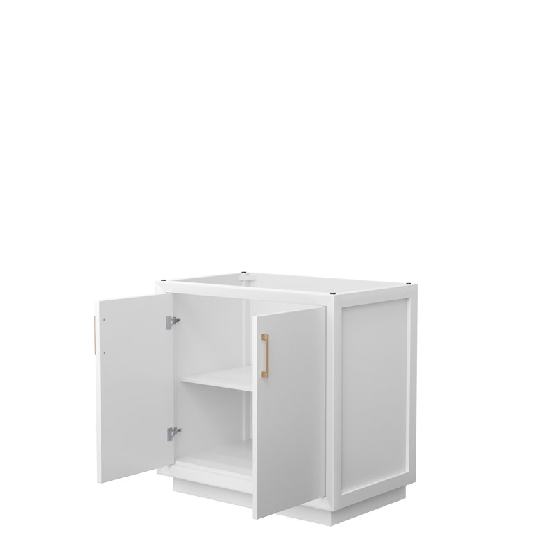 Base de meuble-lavabo simple 35,25 po Strada seulement, Blanc / brun