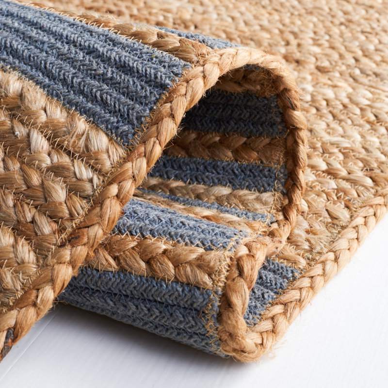 Tressler Natural Fiber Hand Loomed Jute/Cotton Striped Rug in Brown/Gray, Rectangle 3' x 5'