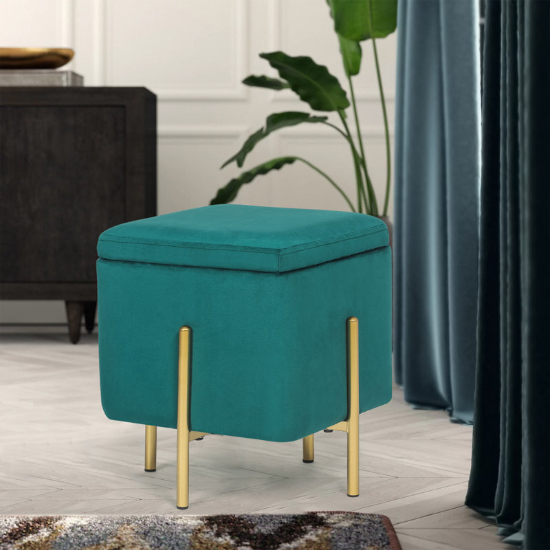 Repose-pieds avec rangement Jubaeth, Velours vert foncé