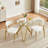 35.4" Tempered Glass Dining Table For 1-4 People, Space-Saving Small Kitchen Table With Sturdy Metal Legs, Suitable For Dining Room & Living Room (Gold)