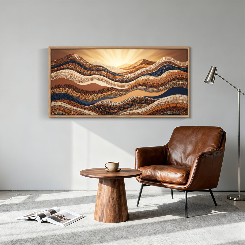 Tableau encadré « Vagues au coucher du soleil », 1 pièce, 122 x 61 cm, 48 x 24 pouces