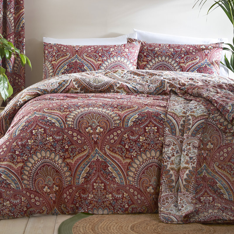 Palais Polyester Damask Duvet Cover Set with Pillowcases, Double Duvet Cover + 2 Standard Pillowcases