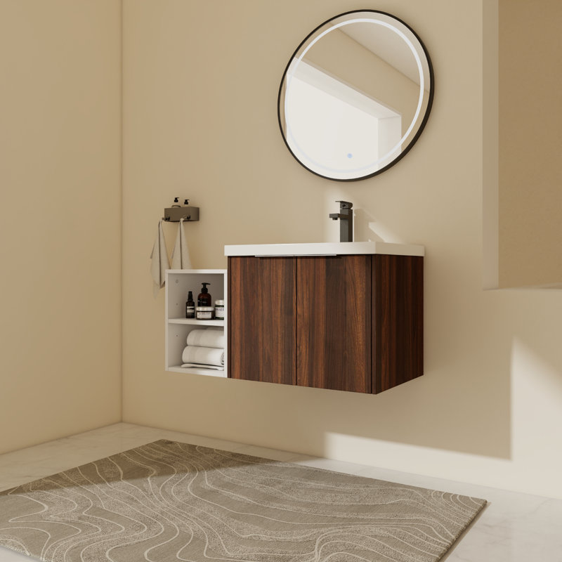 Meuble-lavabo simple avec plateau 35,63 po Duryea, Brun