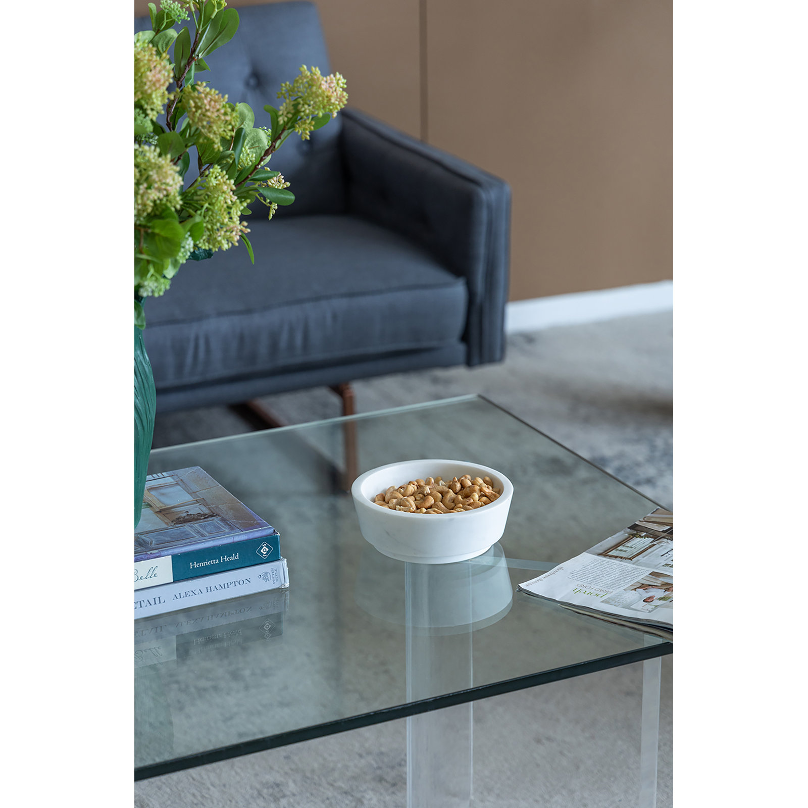Marble Bowl  - 7x7x2.5" - White