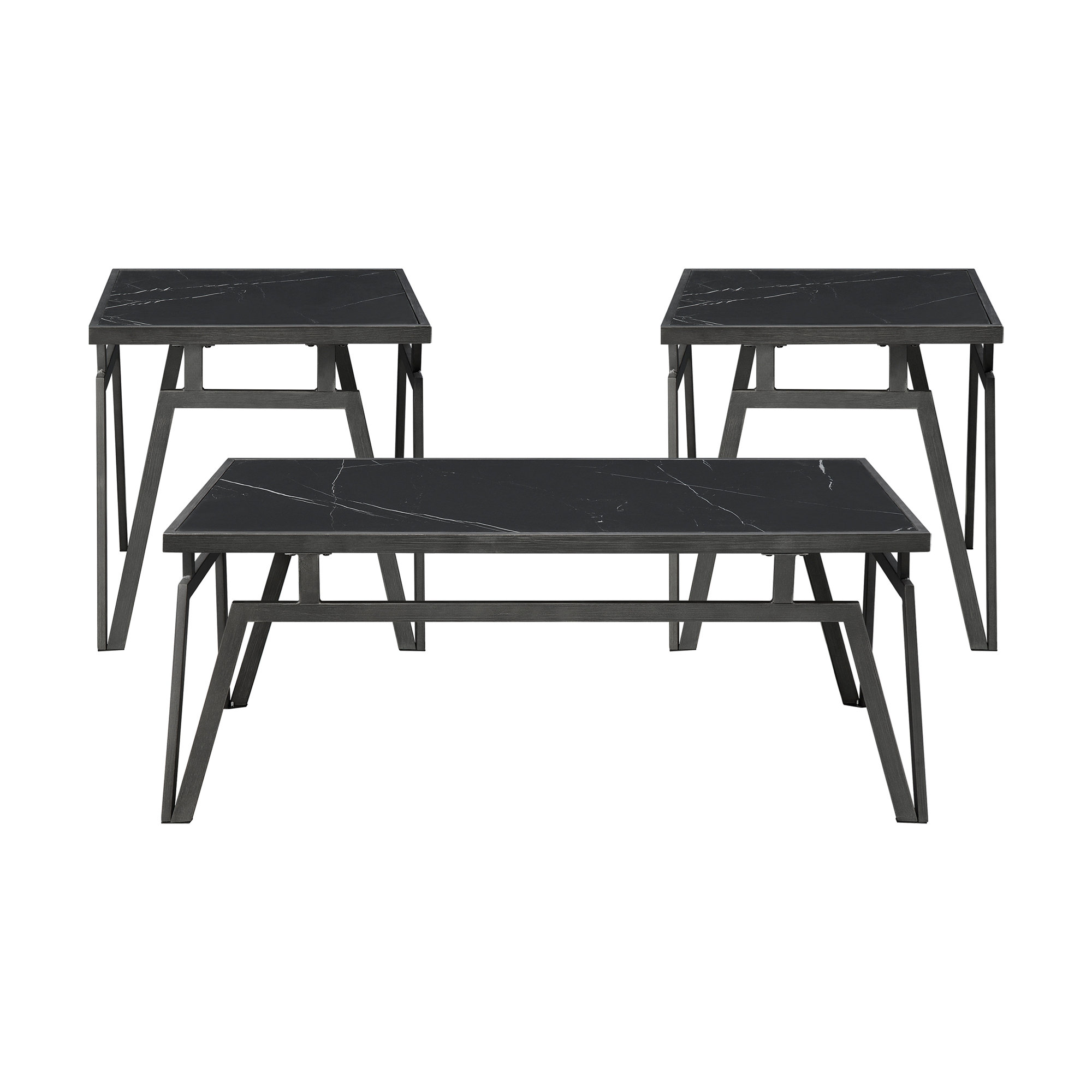 Orren Ellis Modern Contemporary Black Finish 3pc Occasional Table Set
