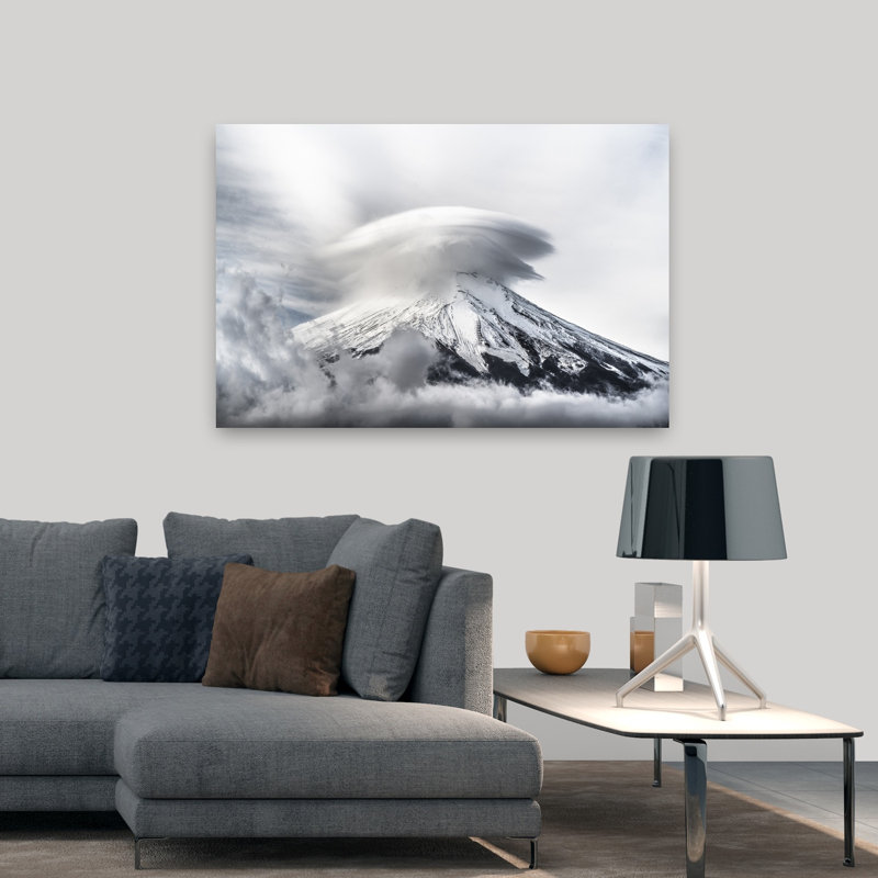Art contemporain, paysage contemporain abstrait montagne, H 32 po x l 48 po