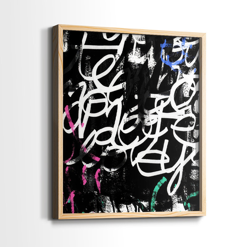 «Graffiti Scribe I», reproduction encadrée de qualité supérieure - prête à être accrochée - aucun clou requis - aucun clou requis