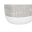 Lampe de table moderne en céramique avec base texturée grise et blanche, abat-jour en lin beige et interrupteur à 3 voies