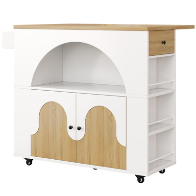 Îlot de cuisine roulant avec rangement, chariot d'îlot de cuisine avec comptoir à abattants, table d'îlot avec tablette ouverte