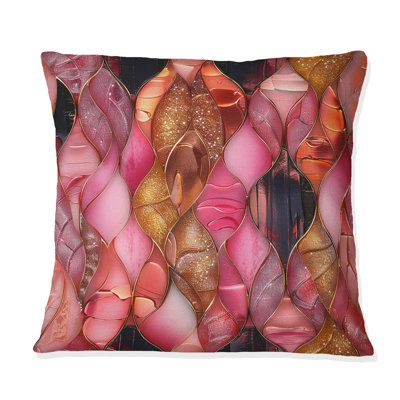Coussin moderne rose et or scintillant Gems II
