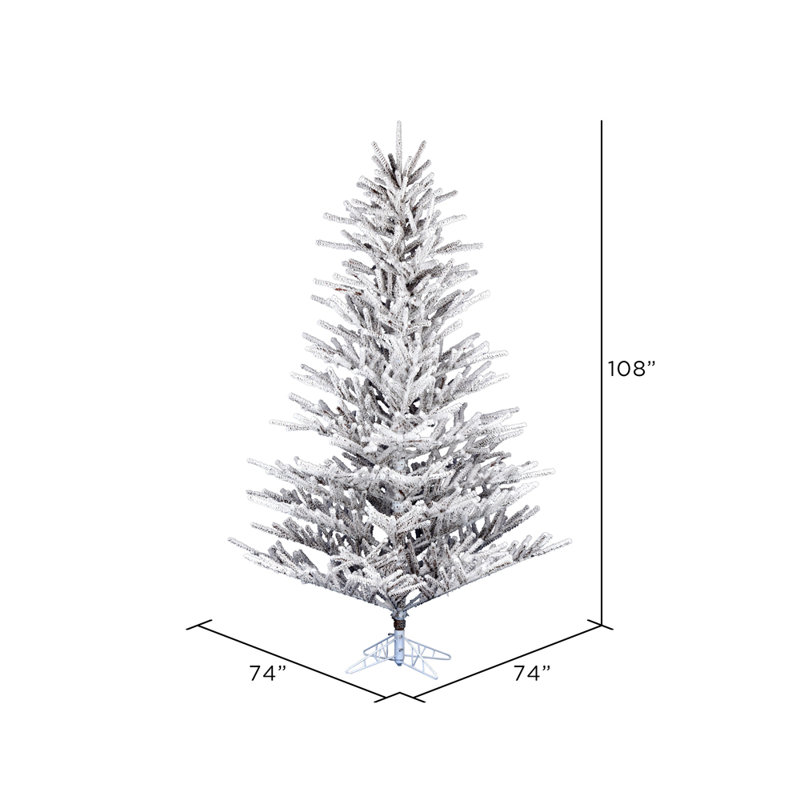 Arbre de Noël artificiel pin enneigé 9 po x 74 po Vickerman, non éclairé