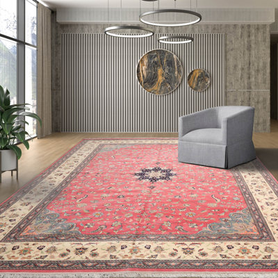 One-of-a-Kind Mishonda Hand-Knotted 9' x 13' Wool Area Rug in Raspberry/Ivory -  Canora Grey, 1FACEC814D574AD5B070F9384FD90277