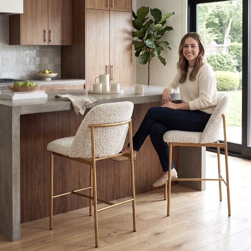 Tabouret de bar 25 po COLAMY Aurelia, Beige 