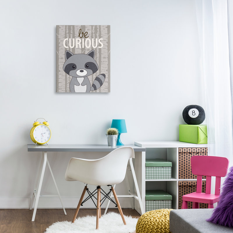 Toile «Be Curious Woodland Raccoon», conception par Kim Allen, H 30 po x l 24 po