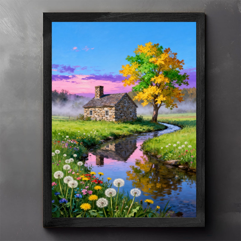 Art mural rétro noir, campagne paisible et magnifique, impressions de style rétro, H 37 po x l 25 po