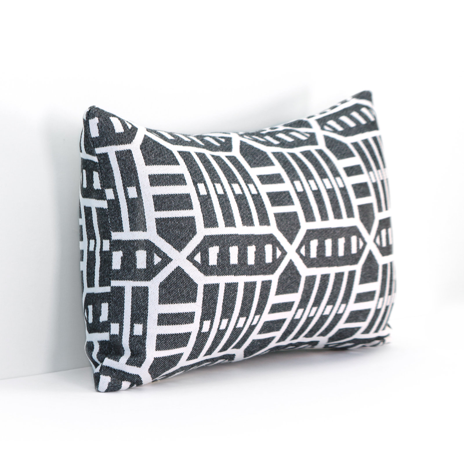 Pacifica Geometric Indoor/Outdoor Lumbar Throw Pillow, Charcoal