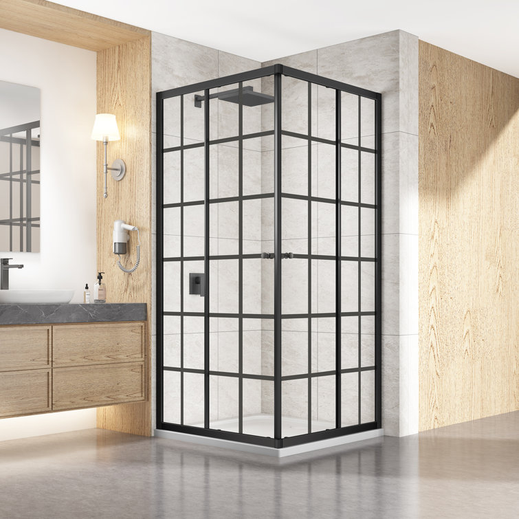 34.5'' W 72'' H Framed Square Reversible Shower Enclosure