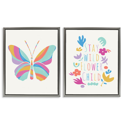 «Stay Wild Butterfly», ensemble de 2 toiles flottantes encadrées par Chen Alyesh