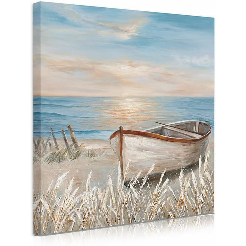 Art mural côtier - peinture sur toile de voilier pour salon, salle de bain et plage d'inspiration nautique