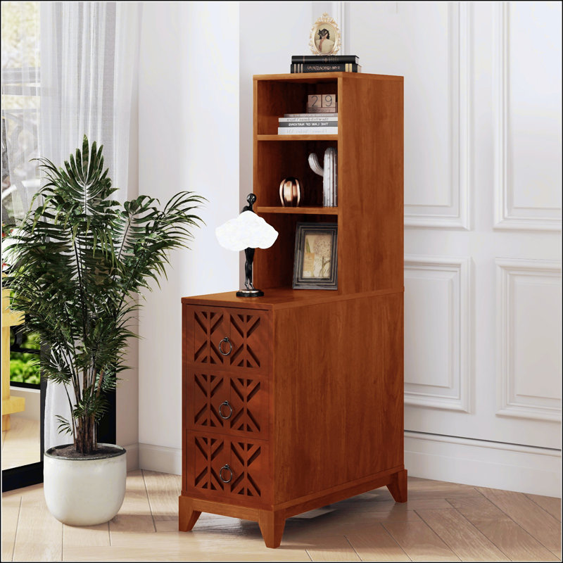 Table de bout avec 3 tiroirs, Naturel