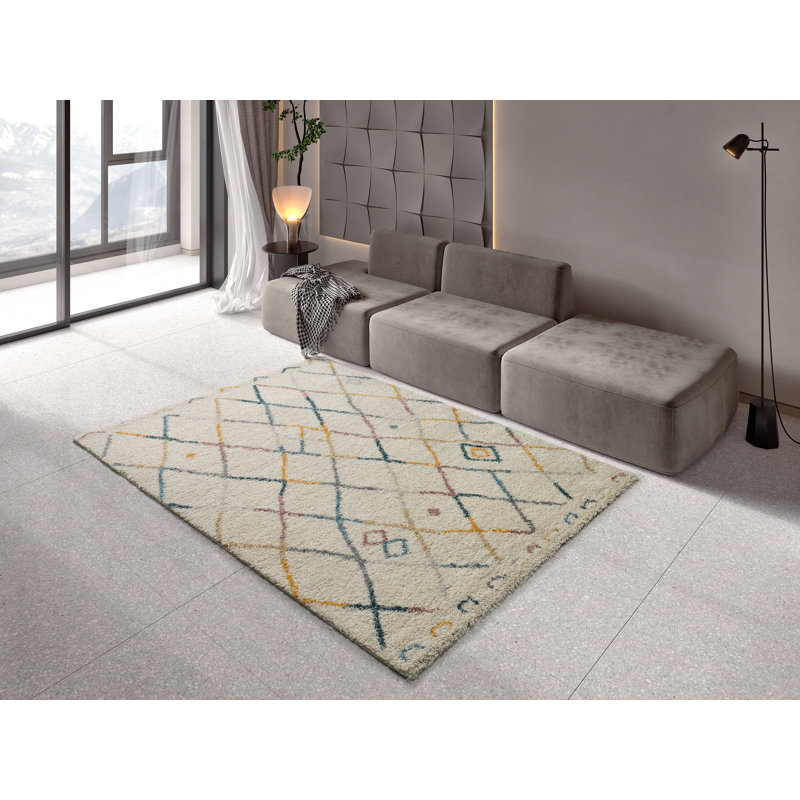 Geometric Shag Area Rug, Rectangle 133 x 190cm