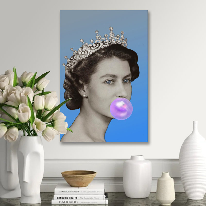 Bubble Gum Queen Blue Print, Plastic/Acrylic, 40" H x 30" W x 1.5" D