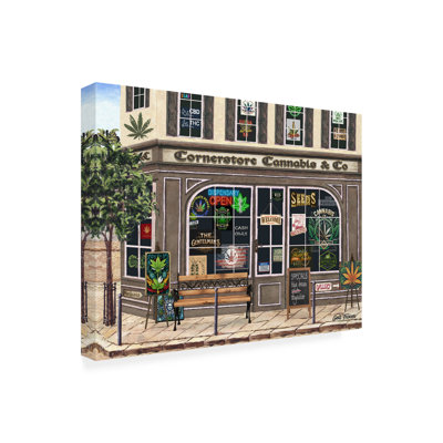 Wrapped Canvas Wall Art - AM Poulin 'Cornerstore Cannabis' Wall Art for Living Room, Bedroom, or Office Décor  - 18x24