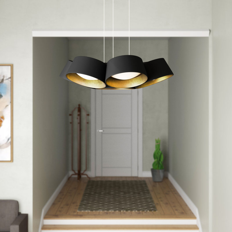 Lustre tambour 7 lumières Marimba, Feuille d'or