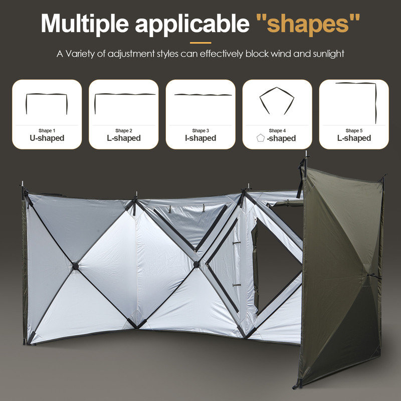 4-Panel Camping Wind Screen with Mesh Window, Portable Beach & Garden Wind Barrier