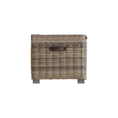 Maquoit Handmade Kubu Rattan Storage Side Table Limewash