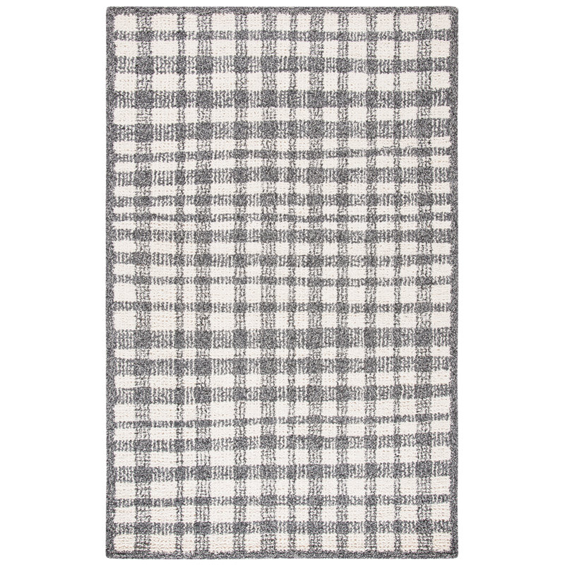 Tapis ivoire / noir touffeté à la main Eldon, Rectangle 2 pi x 3 pi