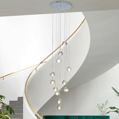 Bigham 12 - Light Cluster Chandelier LED Long High Ceiling Pendant for Stairs