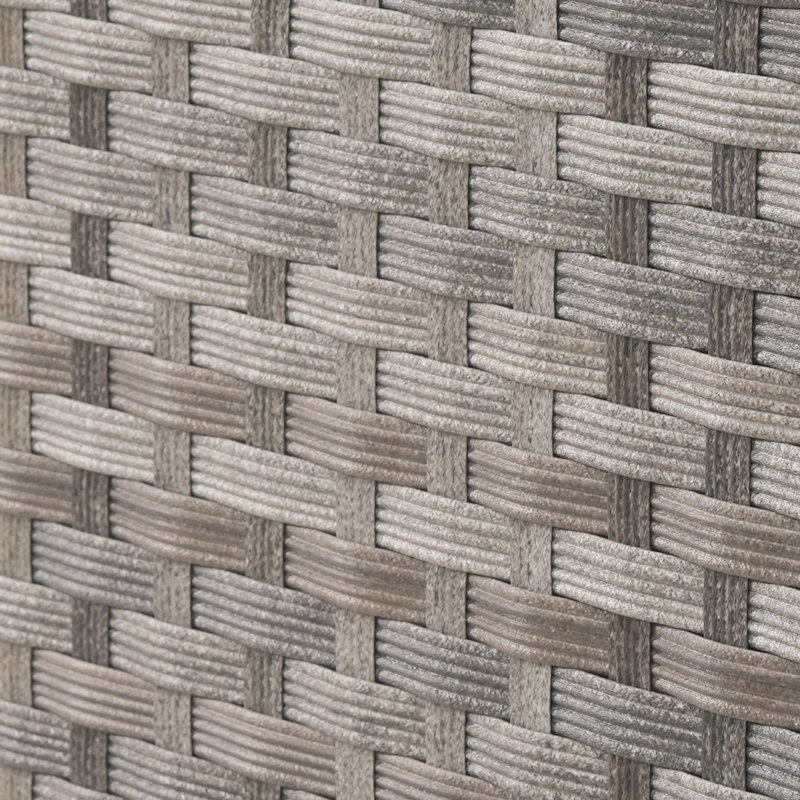 Table basse d'extérieur carrée en osier / rotin avec trou pour parasol Emanuell, Gris délavé